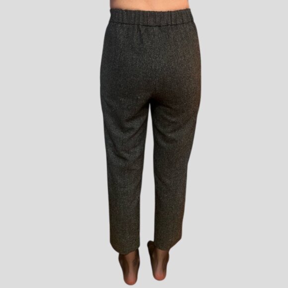 Babaton Pull On Dark Grey Herringbone Wool Blend Lined Ankle/Cropped Dress Pants - Picture 2 of 14
